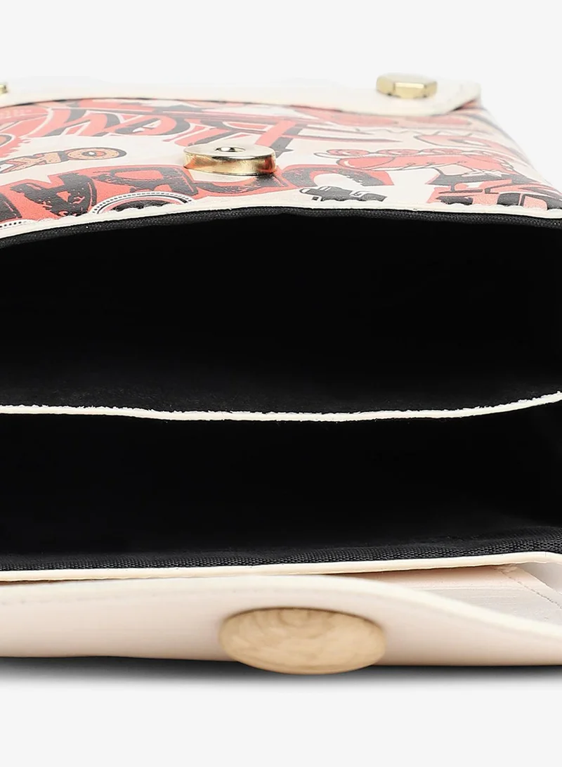 Haute Sauce  White Printed Vegan Leather Sling Bag for Women | Best Price UAE