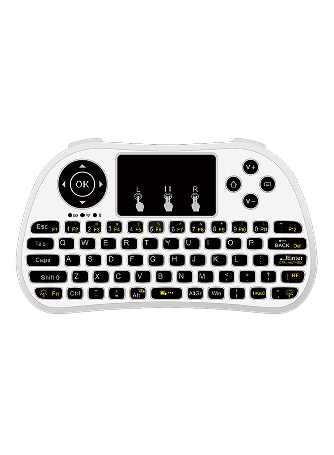 Wireless Keyboard Remote Control With Touch Pad For Smart TV White
