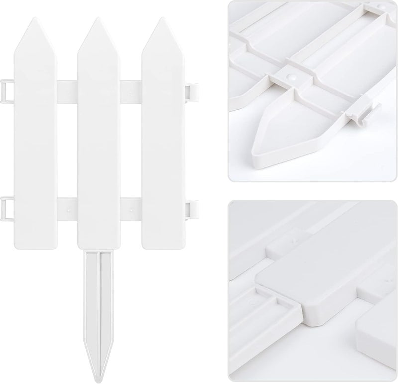 ELECLAND 22-Piece Plastic Fence Set - White Garden Picket Fence Edgings for Lawn, Flowerbeds, Plant Borders & Decorative Yard - Image 4