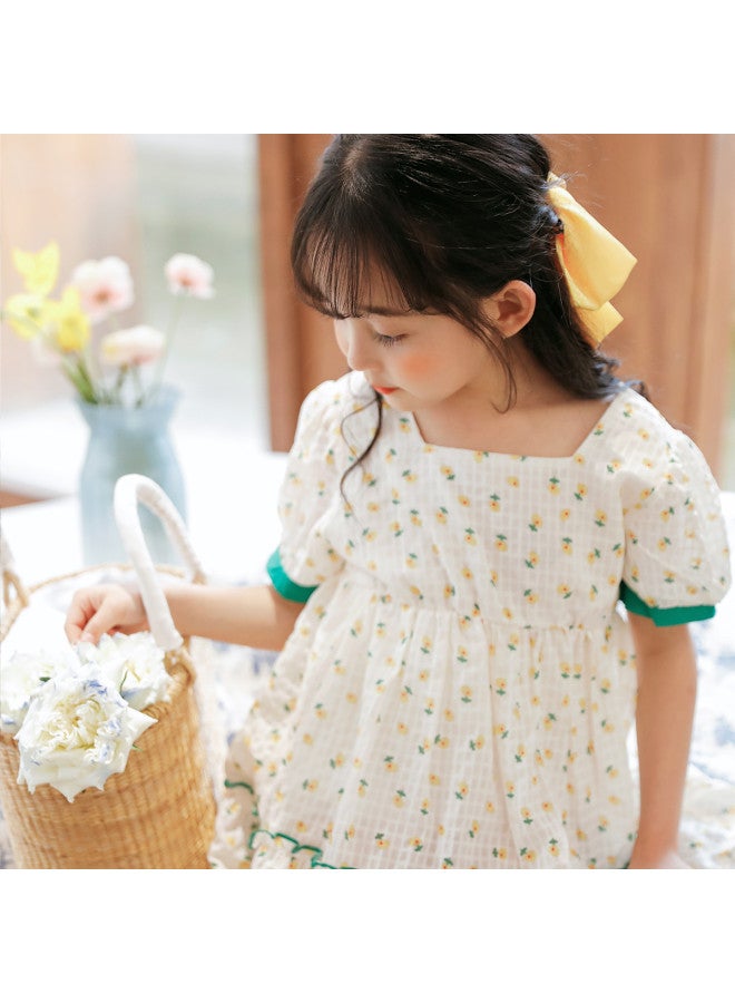 Bornbay summer Girls' Floral Print Sundress With Short Sleeves - Toddler & Kids' Summer Dress - Image 5