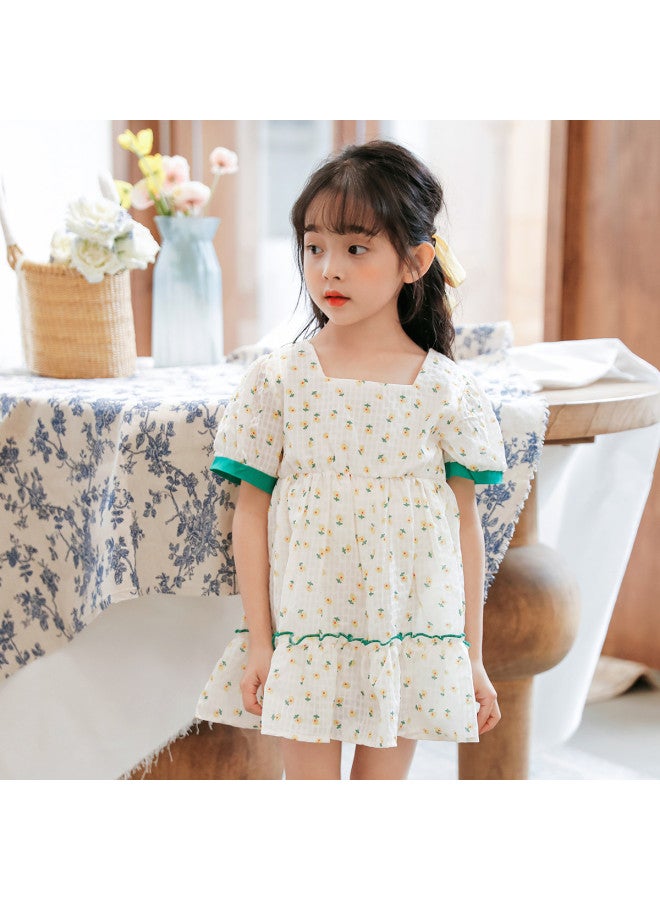 Bornbay summer Girls' Floral Print Sundress With Short Sleeves - Toddler & Kids' Summer Dress - Image 3
