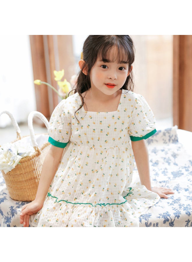 Bornbay summer Girls' Floral Print Sundress With Short Sleeves - Toddler & Kids' Summer Dress - Image 2