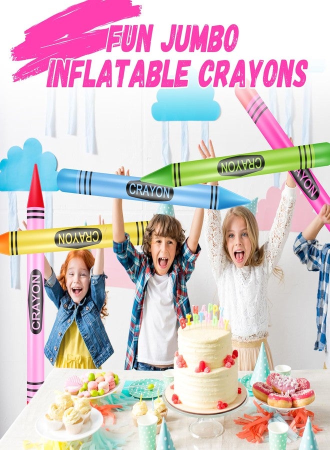 Glimin 6 Pcs 41.34 Inch Inflatable Crayons Balloons Jumbo Neon Blow up Crayon Colorful Party Favors Photo Booth Prop for Boys Girls Birthday Classroom Supplies - Image 5