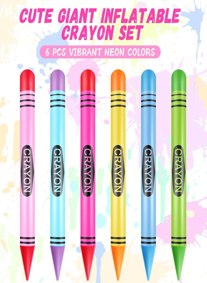 Glimin 6 Pcs 41.34 Inch Inflatable Crayons Balloons Jumbo Neon Blow up Crayon Colorful Party Favors Photo Booth Prop for Boys Girls Birthday Classroom Supplies - Image 2