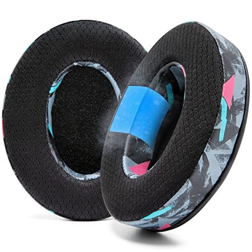 WC Freeze Hybrid Fabric Cooling Gel Replacement Earpads - Compatible with HyperX Cloud, Steelseries Arctis, ATH M50X, Turtle Beach Stealth & More - Comfortable & Cooler for Longer | 90's Black - Image 1