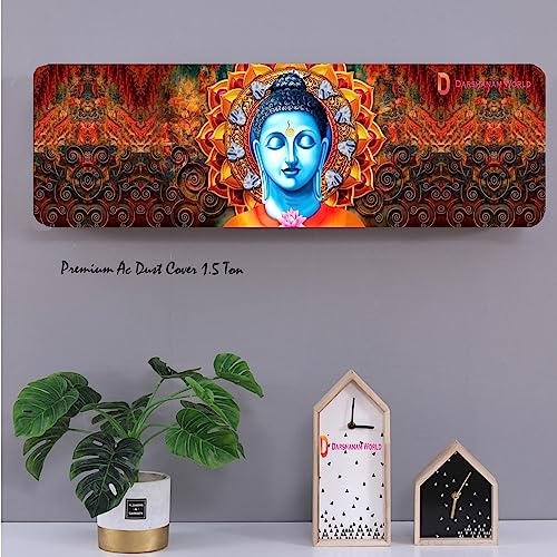 DARSHANAM WORLD Polyester 3D Printed Beautiful Ac Cover |Folding Designer Air Conditioning Dust Cover For Indoor & All Type Ac Split Covers For Bedrooms & Hall (Lord Buddha 1.5 Ton) - Image 2