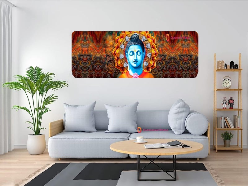 DARSHANAM WORLD Polyester 3D Printed Beautiful Ac Cover |Folding Designer Air Conditioning Dust Cover For Indoor & All Type Ac Split Covers For Bedrooms & Hall (Lord Buddha 1.5 Ton) - Image 1