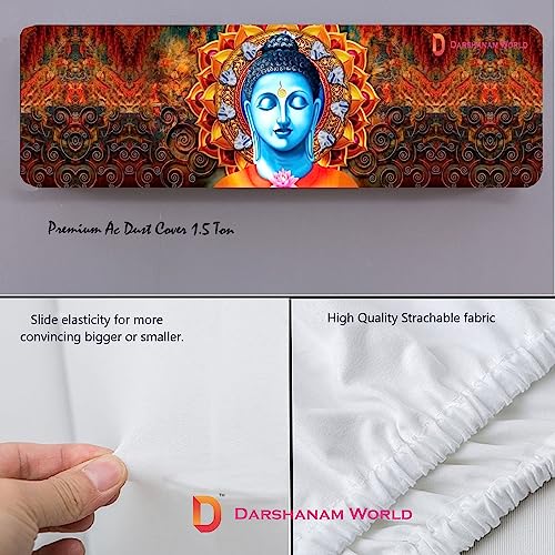 DARSHANAM WORLD Polyester 3D Printed Beautiful Ac Cover |Folding Designer Air Conditioning Dust Cover For Indoor & All Type Ac Split Covers For Bedrooms & Hall (Lord Buddha 1.5 Ton) - Image 4