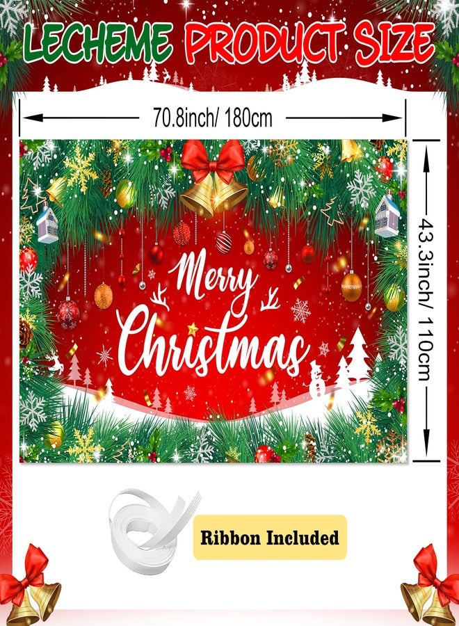 Lecheme Merry Christmas Backdrop 6x4 ft Christmas Banner Red Green Garland Jingle Bell Holiday Photo Background Xmas Party Decorations - Image 3