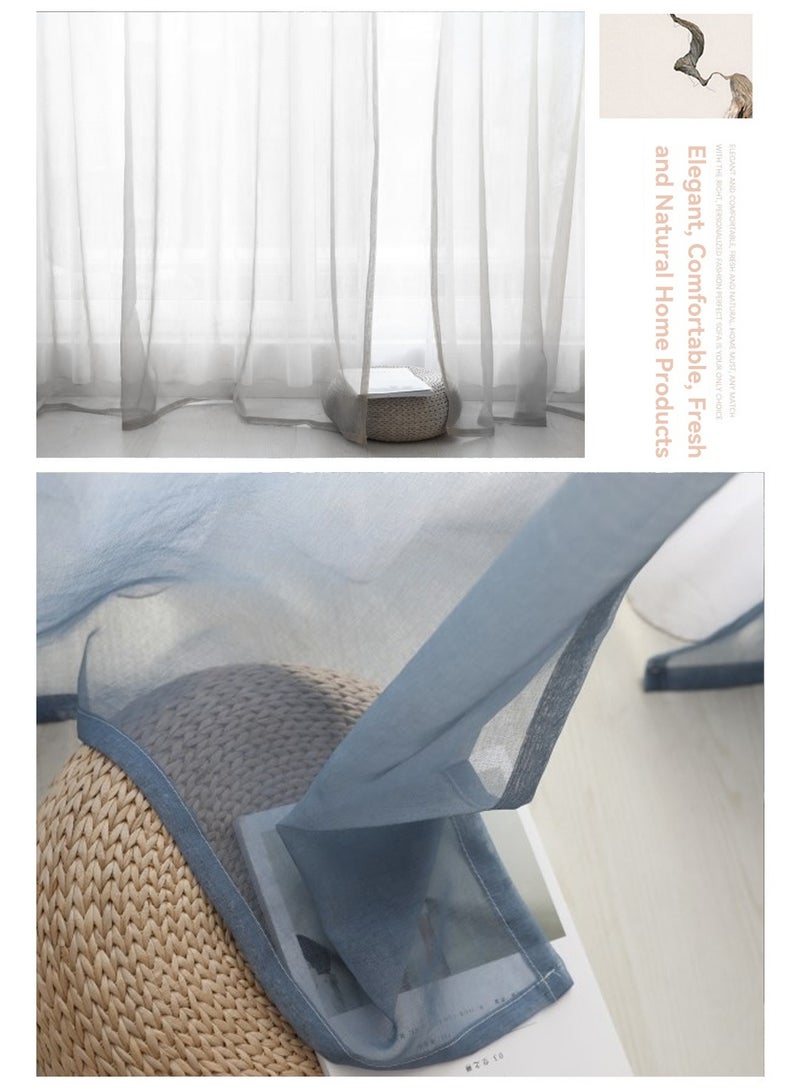 LEOKOR 2 Panels Gradient Rod Pocket Window Drapes Semi Sheer Curtains 100*270CM White/Grey - Image 3