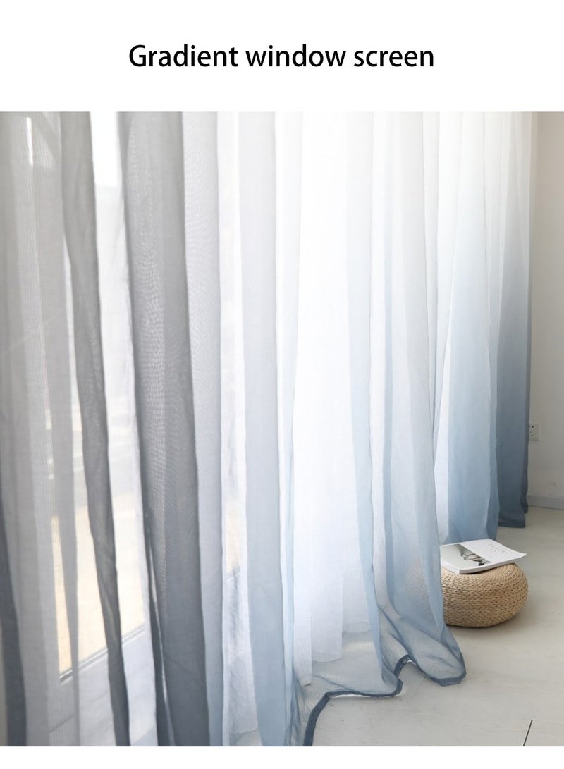 LEOKOR 2 Panels Gradient Rod Pocket Window Drapes Semi Sheer Curtains 100*270CM White/Grey - Image 2