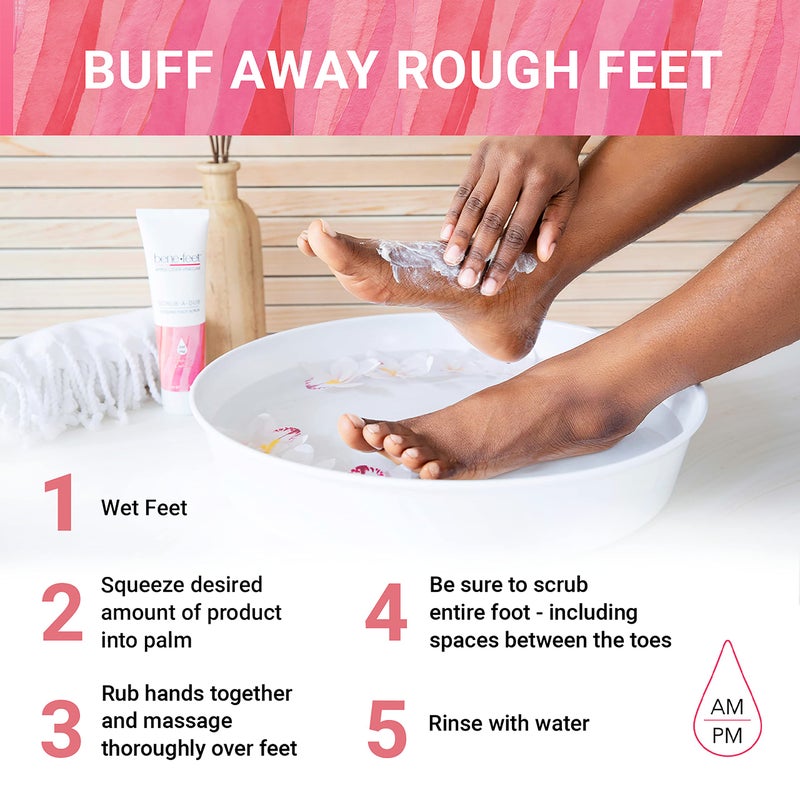 Benefeet Scrub-A-Dub Cooling Foot Scrub - Exfoliates + Refreshes Dry + Dull Skin, Get Smoother Skin from Heel to Toe, Made w/Vitamin E, Apple Cider Vinegar, Walnut Shell + Apricot Seed, 4 oz (1 Pack) - Image 3