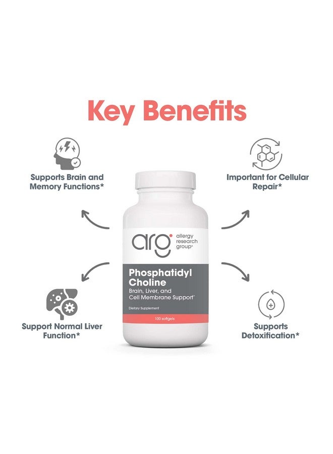 Allergy Research Group مجموعة أبحاث الحساسية مكمل فوسفاتيديل كولين - كبسولات ليسيثين، إنزيمات هضمية للكبد، دعم هضم الدهون، مكملات كولين للكبد الدهني، 1540 ملغ جيلاتين طري - 100 حبة - Image 4