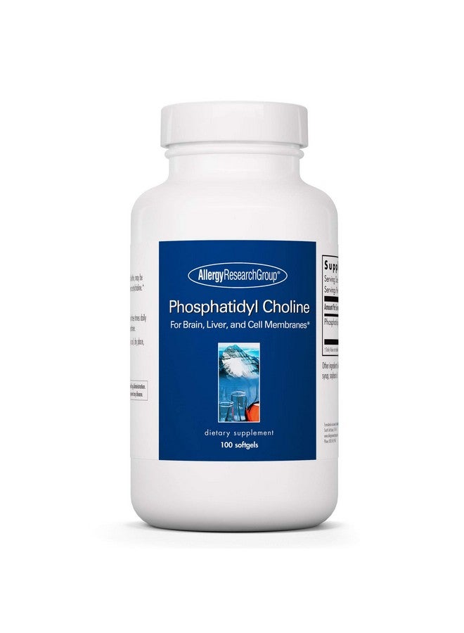 Allergy Research Group مجموعة أبحاث الحساسية مكمل فوسفاتيديل كولين - كبسولات ليسيثين، إنزيمات هضمية للكبد، دعم هضم الدهون، مكملات كولين للكبد الدهني، 1540 ملغ جيلاتين طري - 100 حبة - Image 1