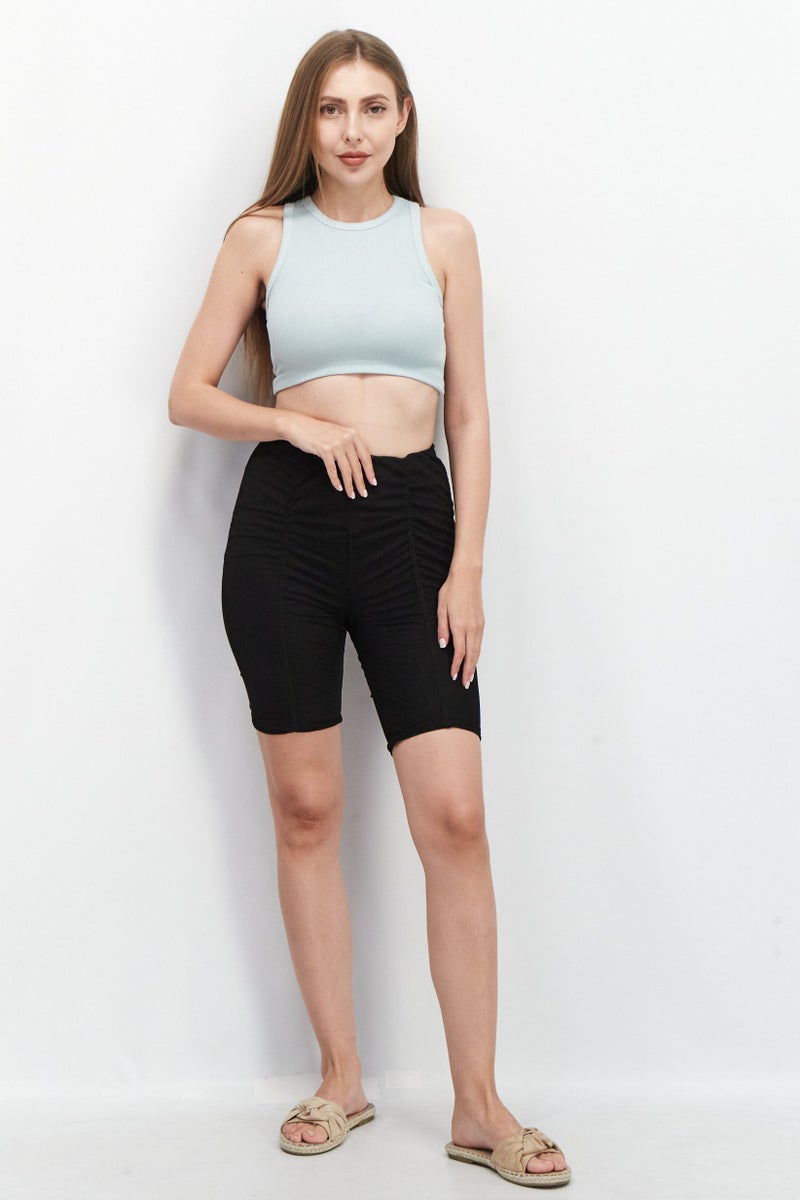Rebellious Women Pull On Textured Shorts, Black - Image 4