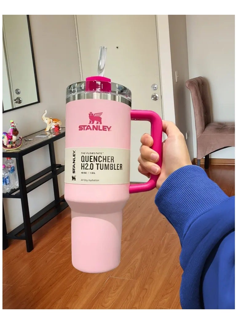 Stanley Stanley cup H2.0 Stainless Steel with Lid and Straw for Water Iced Tea,Coffee and Smoothie,Flamingo Pink,40 oz - Image 4