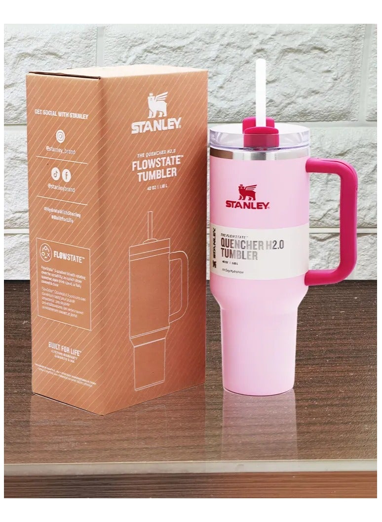 Stanley Stanley cup H2.0 Stainless Steel with Lid and Straw for Water Iced Tea,Coffee and Smoothie,Flamingo Pink,40 oz - Image 5