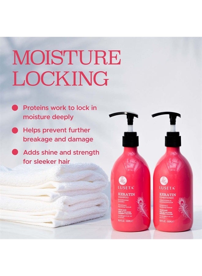L LUSETA Luseta Keratin Shampoo and Conditioner for Color Treated Damaged & Dry Hair, Keratin Hair Treatment for Smoothing & Nourishing, Free of Sulfates and Gluten 2 X 16.9Oz - Image 4