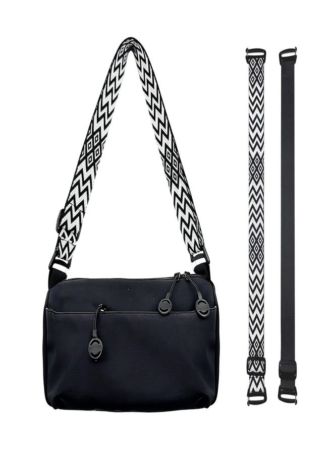 Lareko Crossbody Bags For Women Men,2 Shoulder Straps,Lightweight & Large Capacity Travel Purses, Nylon Everyday Handbags Black - Image 1