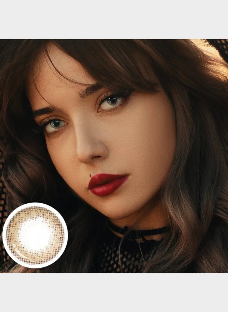 Unibling Glade Brown Yearly Colored Contact Lenses, Unisex Cosmetic Contact Lenses, Enlargement Collection, Light Brown, With Case - Image 2