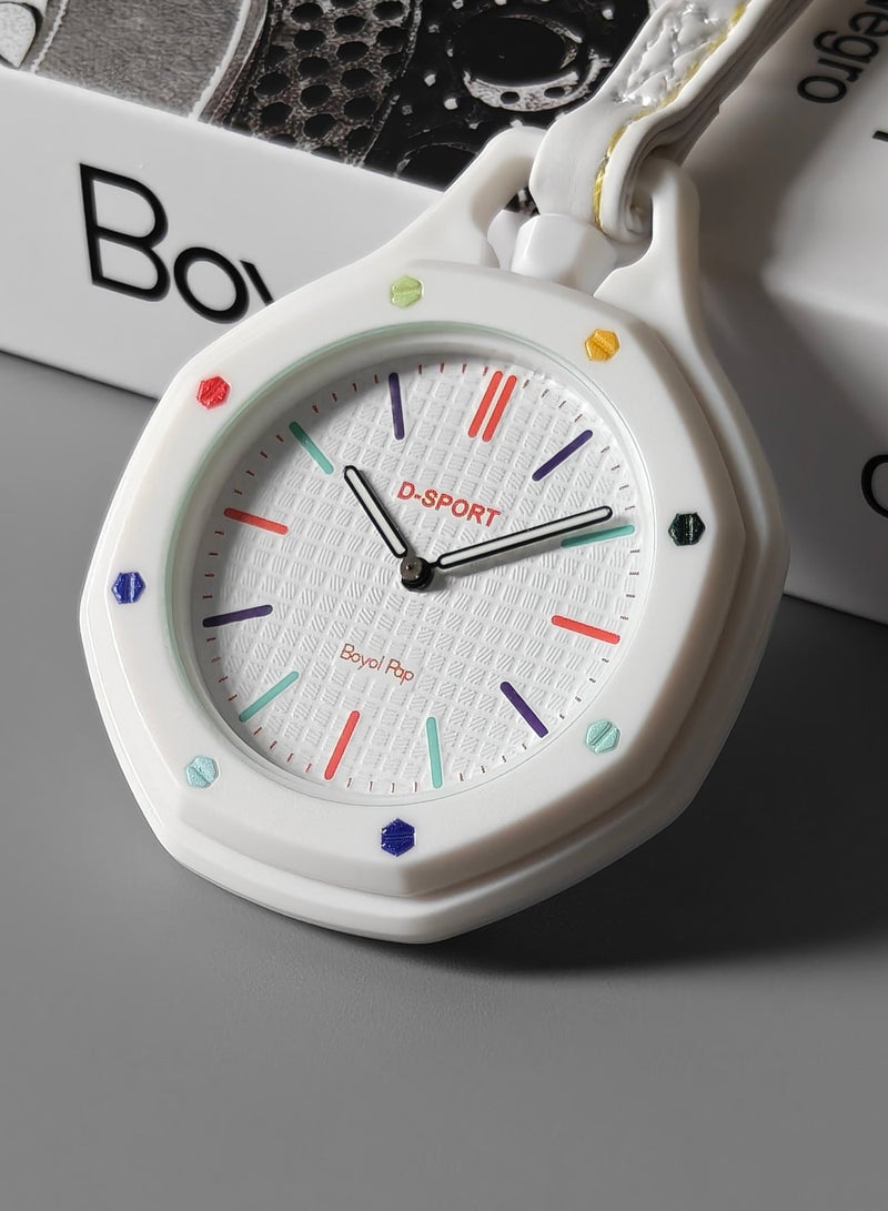 D-Sport Pocket Watch, Unisex Hanging Watch with Leather Lanyard, Octagonal Bezel and Boyol Pap Graphic Dial, Bag Charm for Backpack – The Best Fashion Gift - Image 3