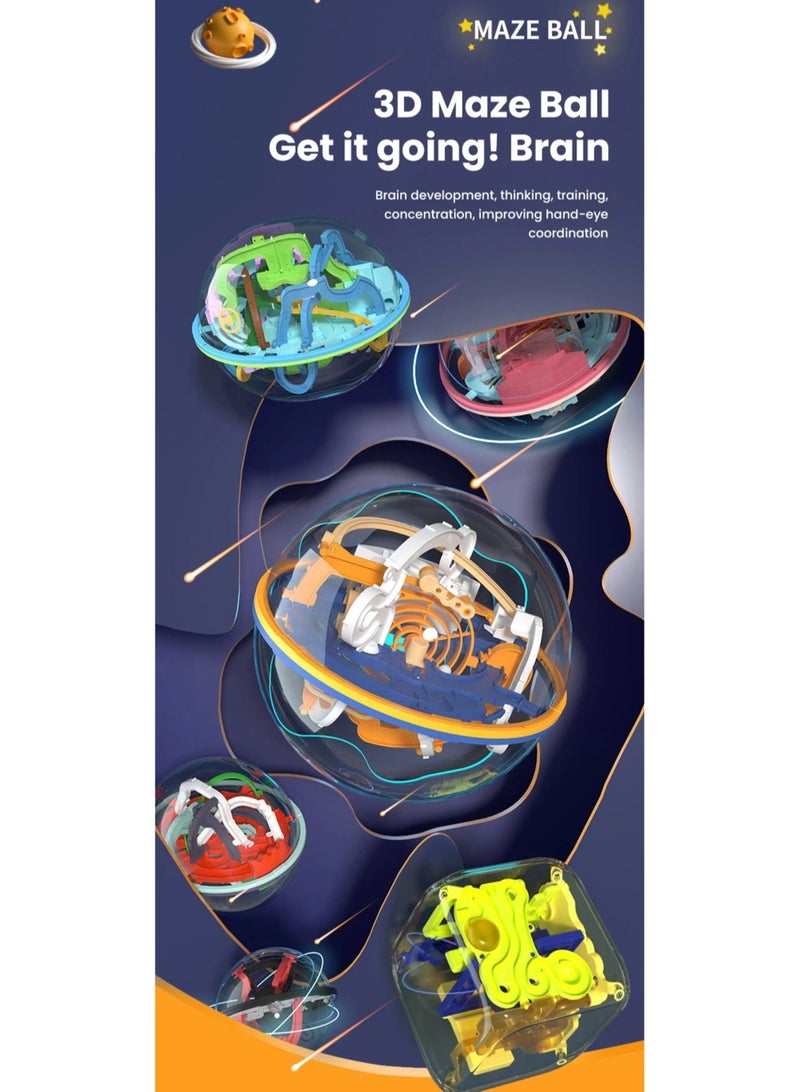 AROAQ 3D Maze Ball Puzzle Challenge Toy for Kids Obstacle Game 3D Maze Puzzle Montessori Balance Traine Clearance Game 158 Level - Image 2