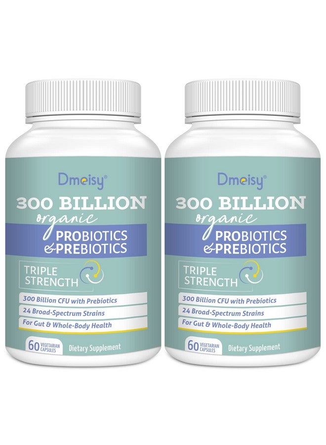 Dmeisy Probiotics for Women and Men, 300 Billion CFU 24 Strains Probiotics + 15 Organic Herbs Prebiotics Blend, Shelf Stable Gut Health Supplement for Digestive Immune & Whole-Body Health, 4 Month Supply - Image 1