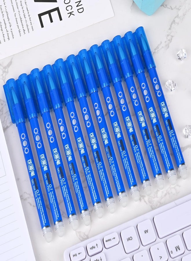 Temiary 12Pcs Erasable Gel Pens, Fine Point 0.7mm Gel Pen Make Mistakes Disappear, Blue Color Inks for Completing Sudoku and Crossword Puzzles (Blue) - Image 1