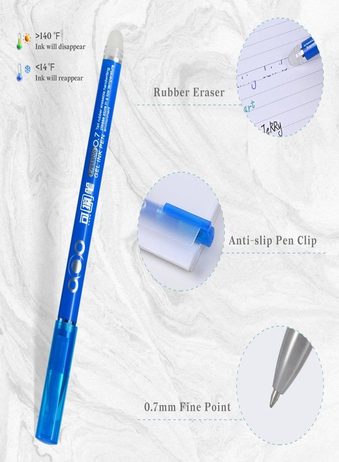 Temiary 12Pcs Erasable Gel Pens, Fine Point 0.7mm Gel Pen Make Mistakes Disappear, Blue Color Inks for Completing Sudoku and Crossword Puzzles (Blue) - Image 4
