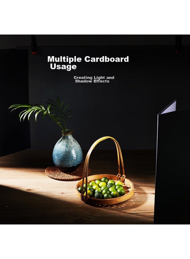 BEIYANG A3 Large Photography Backdrop Card, Foldable Fill Light Board, Still Life Product Shooting Reflector, Hard Board, Thickened Black White Silver Matte Light-absorbing, Food And Beauty Photography Background Paper - Image 5