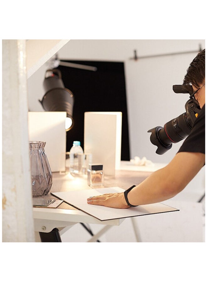 BEIYANG A3 Large Photography Backdrop Card, Foldable Fill Light Board, Still Life Product Shooting Reflector, Hard Board, Thickened Black White Silver Matte Light-absorbing, Food And Beauty Photography Background Paper - Image 4