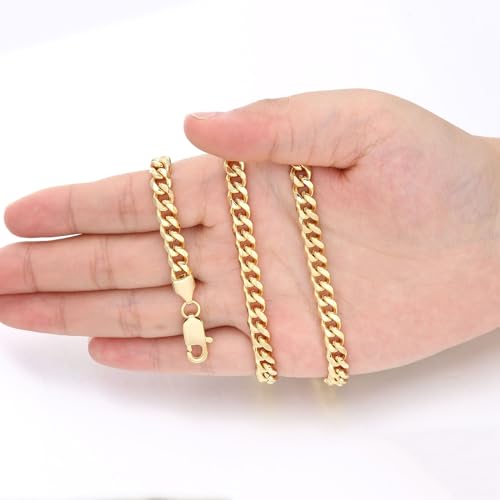 OLARCU 7mm 18K Real Gold Plated Cuban Link Chain for Men, Mens Stainless Steel Gold Chain Necklace Jewelry for Men (22 Inches(Men's average length)) - Image 5