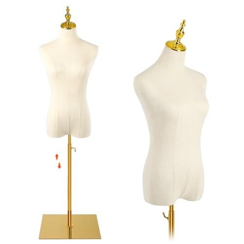FAHKNS Female Mannequin, Hanging Pants & Skirts Dress Mannequin with Stand, Height Adjustable Torso for Clothing Dress Jewelry Display, Sewing, Beige - Image 1