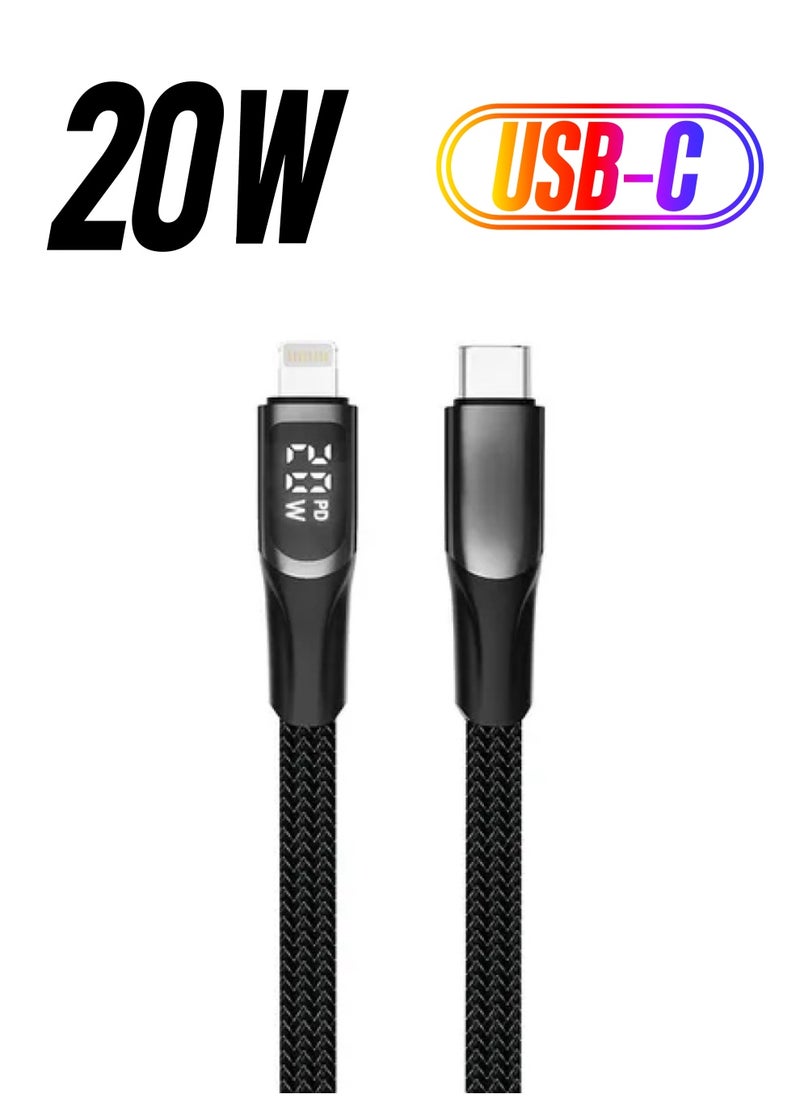 CALK - Fast Type-C to Lightning Charging Cable for iPhone and other Apple Devices with Digital Display - Image 1