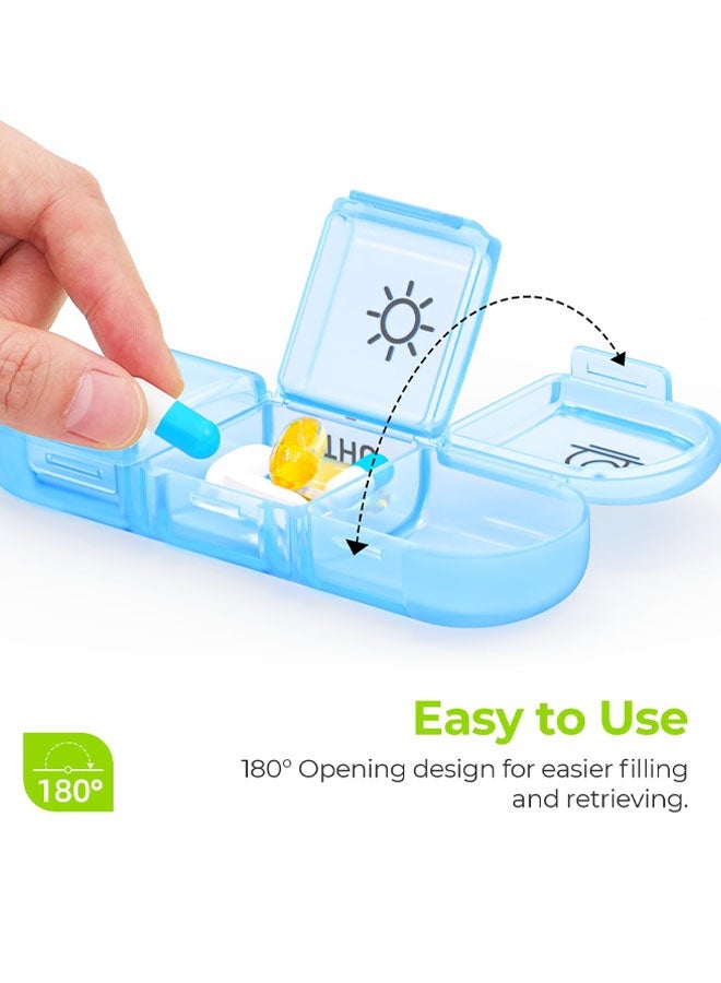 منظم أقراص أسبوعي، علب أقراص محمولة لسبعة أيام، ثلاث مرات في اليوم، منظم أقراص لمدة سبعة أيام مع حجرات كبيرة منفصلة لحفظ الأدوية والفيتامينات وزيت السمك والمكملات الغذائية - Image 4