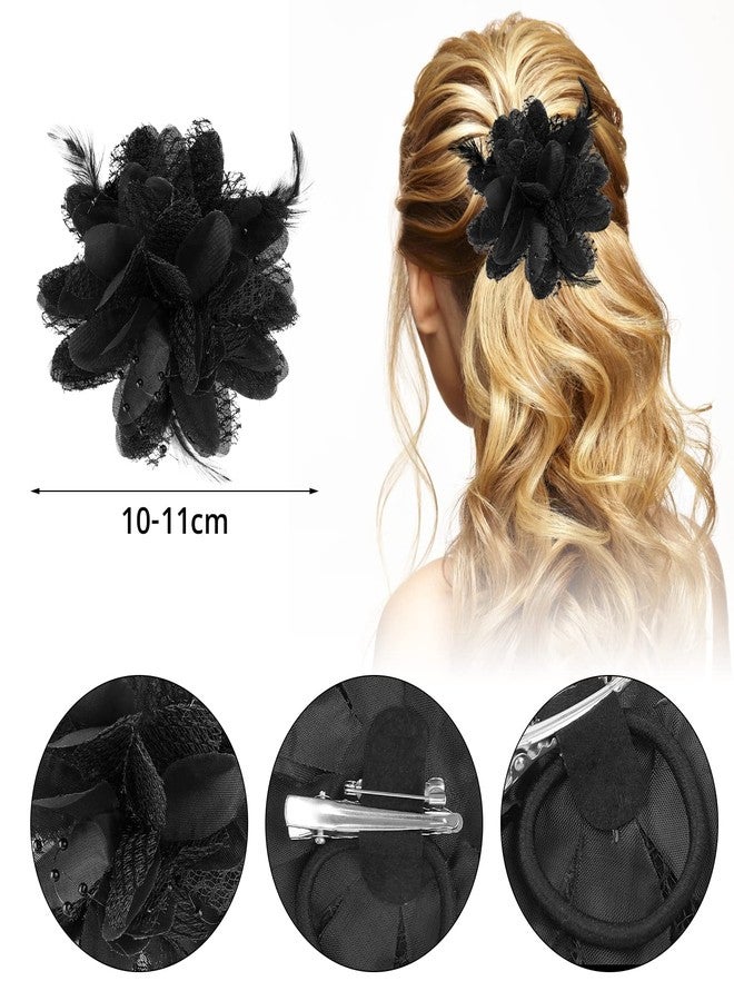Sibba Flower Hats Clip Tea Party Corsage Hairpin Barrette Black Floral Feather Hair Pin Butterfly Valentines Day Christmas Halloween Dresses Set Women Girl Travel Bridesmaids Bride Wedding Prom - Image 3