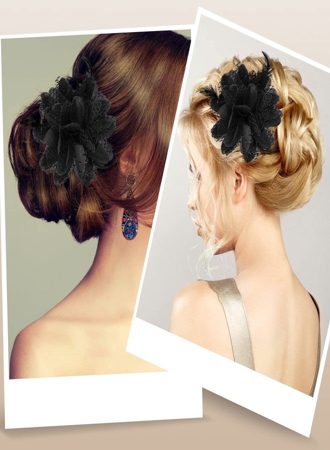 Sibba Flower Hats Clip Tea Party Corsage Hairpin Barrette Black Floral Feather Hair Pin Butterfly Valentines Day Christmas Halloween Dresses Set Women Girl Travel Bridesmaids Bride Wedding Prom - Image 5