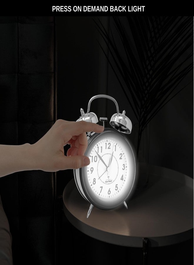 Ken-Tech Atomic Retro Twin Bell Alarm Clock Alarm Clocks for Bedrooms. Loud Alarm Clock for Heavy Sleepers Perfect for Bedroom, Desk, and Office. Set time Automatically. - Image 5