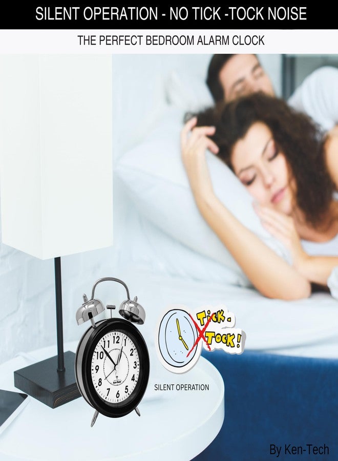 Ken-Tech Atomic Retro Twin Bell Alarm Clock Alarm Clocks for Bedrooms. Loud Alarm Clock for Heavy Sleepers Perfect for Bedroom, Desk, and Office. Set time Automatically. - Image 4
