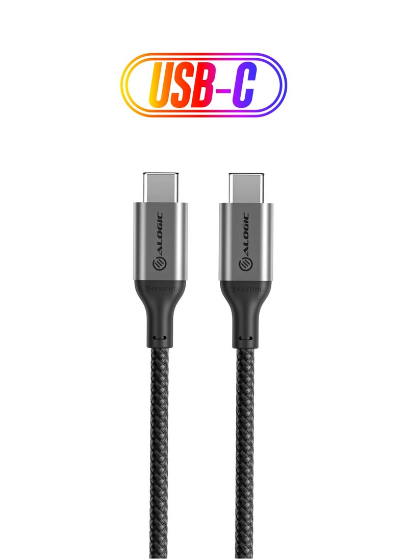 ألوجيك Alogic Super Ultra USB 2.0 USB-C إلى كابل 5A / 480Mbps 1.5m رمادي فلكي 