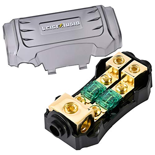 LEIGESAUDIO Copper 0/4 Gauge to 4/8 Gauge 60 Amp Mini ANL 2 Way Fuse Holder Distribution Block - Image 1