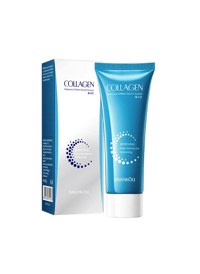 FAYANKOU 100g Collagen Moisturize Whiten Facial Cleanser Face Clean Control oil deep clean Collagen moisturize whiten Cleanser Deep Cleanse Firms Skin Collagen Brightens Face Wash - Image 1