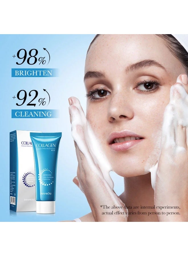 FAYANKOU 100g Collagen Moisturize Whiten Facial Cleanser Face Clean Control oil deep clean Collagen moisturize whiten Cleanser Deep Cleanse Firms Skin Collagen Brightens Face Wash - Image 4