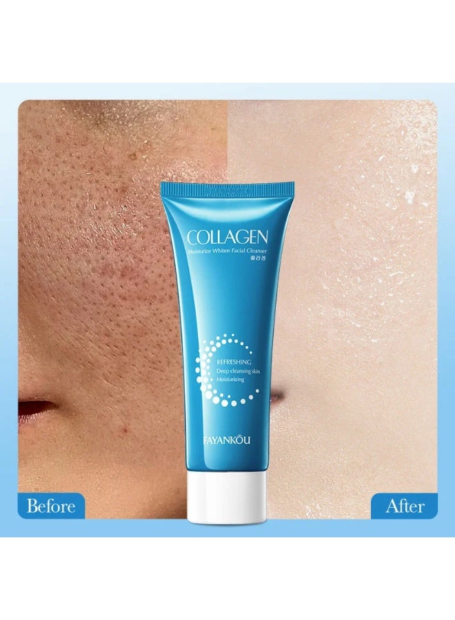 FAYANKOU 100g Collagen Moisturize Whiten Facial Cleanser Face Clean Control oil deep clean Collagen moisturize whiten Cleanser Deep Cleanse Firms Skin Collagen Brightens Face Wash - Image 5