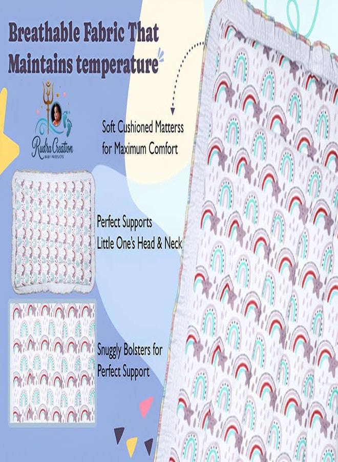 RUDRA CREATION Baby Diaper Changing Mat | Purple Rainbow Pattern Soft Cotton Godadi | Nappy Changing Mat for Newborn Baby | Baby Changing Sheet | Travel-Friendly | Pack of 1 - Image 4