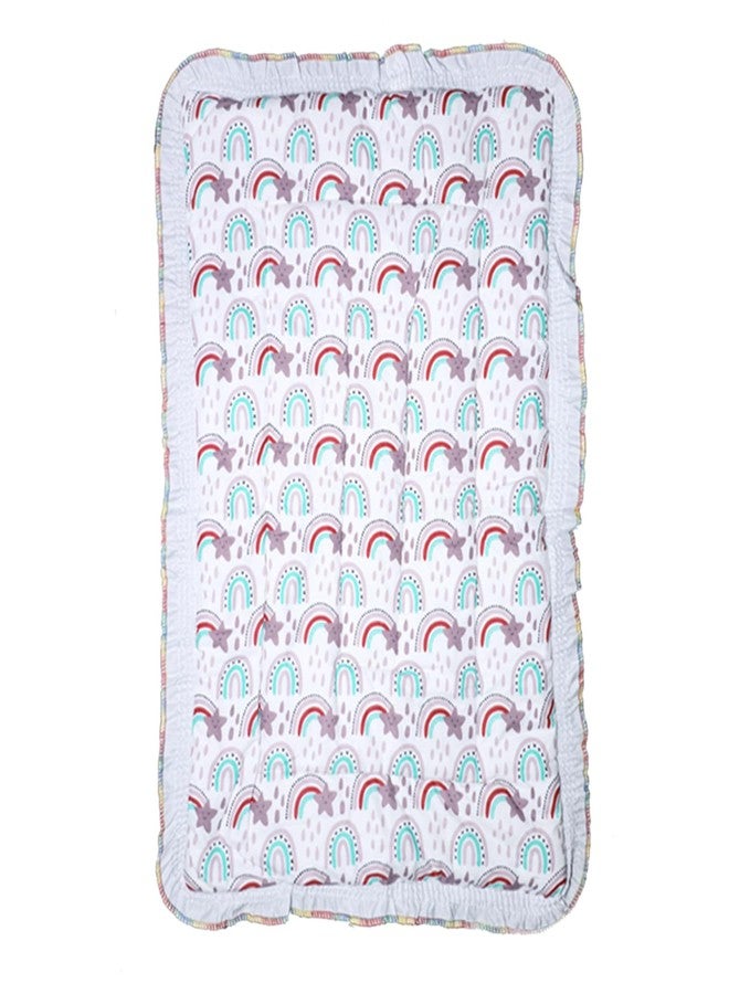 RUDRA CREATION Baby Diaper Changing Mat | Purple Rainbow Pattern Soft Cotton Godadi | Nappy Changing Mat for Newborn Baby | Baby Changing Sheet | Travel-Friendly | Pack of 1 - Image 1