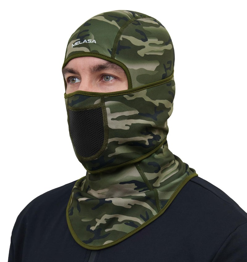 MELASA Winter Balaclava Face Mask for Cold Weather Thermal Fleece Ski Mask with Movable Face Cover for Outdoor Work Skiing, Camouflage Green, One size - Image 1