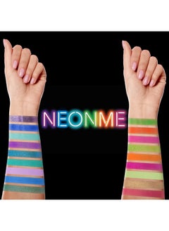 Tintark Tintark Neonme Eyeshadow Palette, 18 Fluorescent Color Glowing Eyeshadows, Rainbow Purple Blue Green Yellow Pink Eye Shadow Palettes for fun party Popular Eye Makeup, Glitter Matte Shimmer  - Image 5