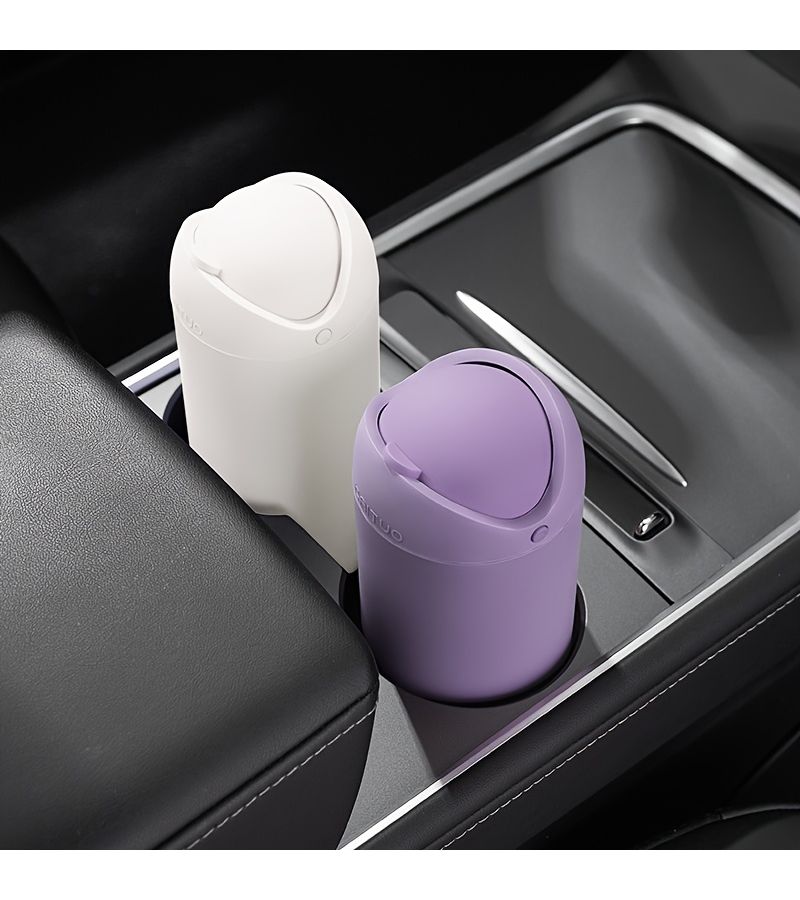 Danxia Orange Silicone Portable Car Trash Can with Lid for Car Home Office - Image 2