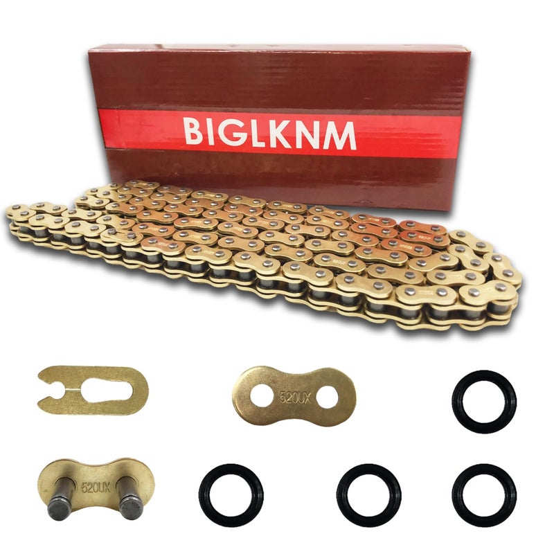 Generic BIGLKNM 520 X-Ring Chain, 128 Links Heavy Duty Motorcycle Gold Chain with Connecting Master Link  - Image 1
